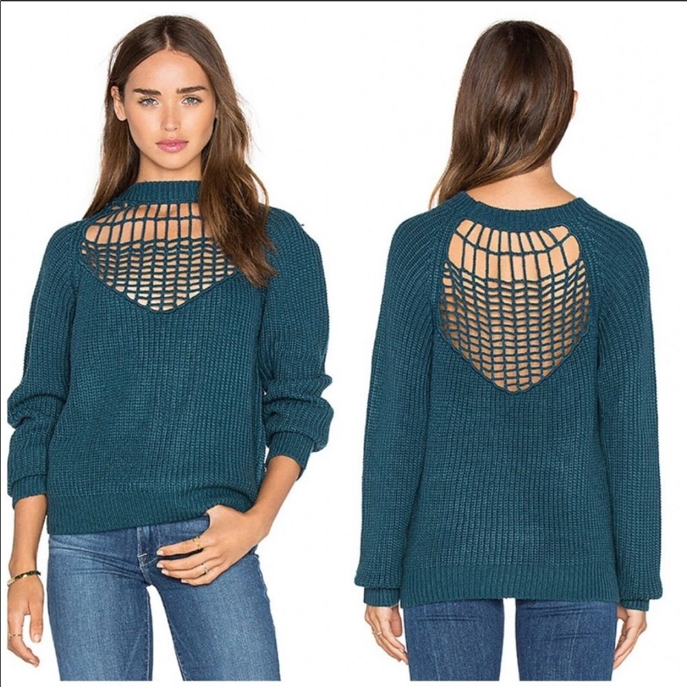 Revolve Elliatt Open Knit Opal Petrol Sweater XS